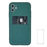 Ultra Slim Pine Green Silicon Gel Case Compatible for iPhone 11 6.1 inch 2019 with Card Holder Sleev