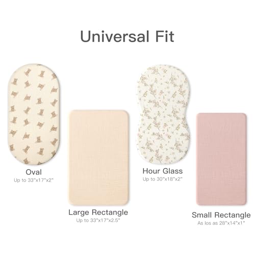 Organic Baby Bassinet Sheets 2 Pack 100% Muslin Cotton for Baby Girl Boy, Soft Fitted Mattress Cover Compatible with Jestonten/MEICHYUN/Youluzhen/Hichangto Bedside Sleeper Protector Sheet by Knirose - Image 7
