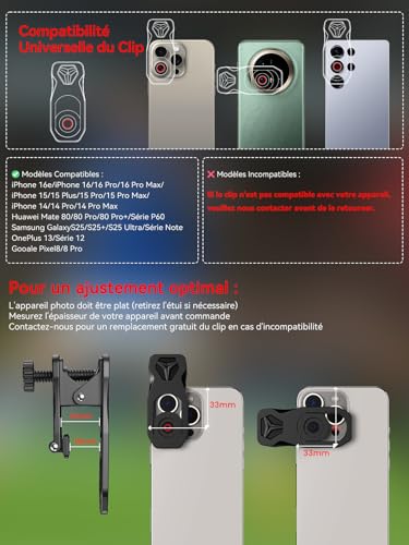 Téléobjectif pour téléphone zoom 28x HD haute puissance universel
