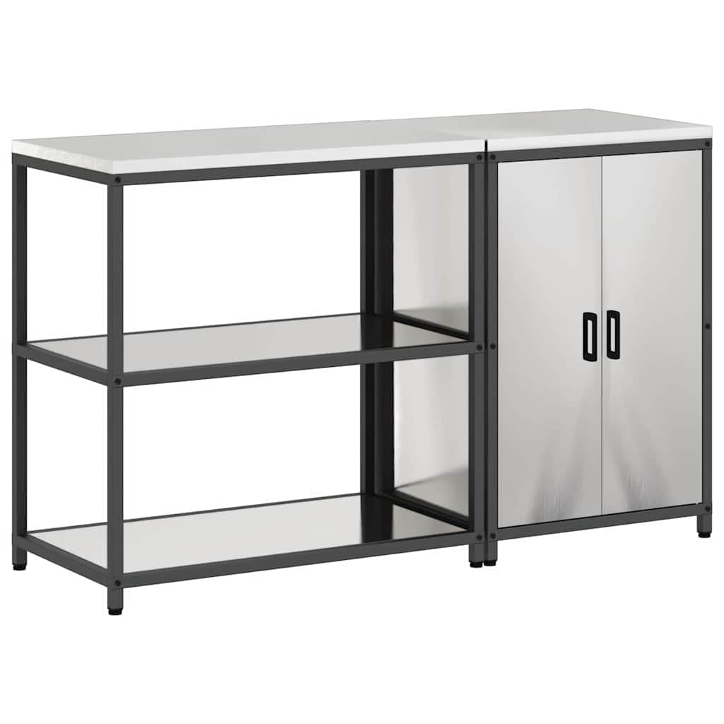 Hattem Lot de 2 armoires de cuisine en acier inoxydable argenté