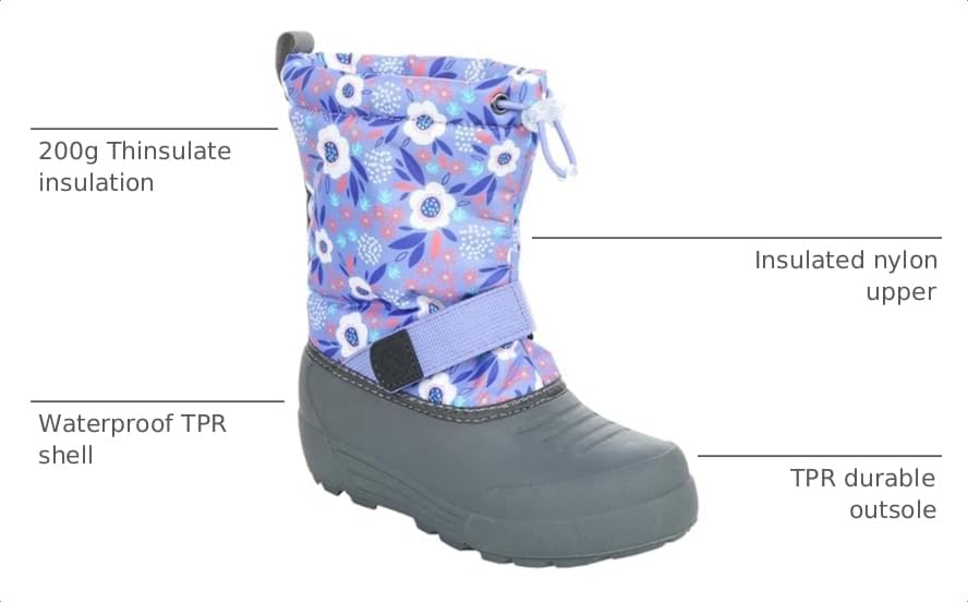 Image of Northside Frosty Insulated Winter Snow Boots for Girls and Boys with Rugged, Water Resistant Nylon Upper, Quick-Drying Lining, Removable EVA Insole, and Durable TPR Outsole