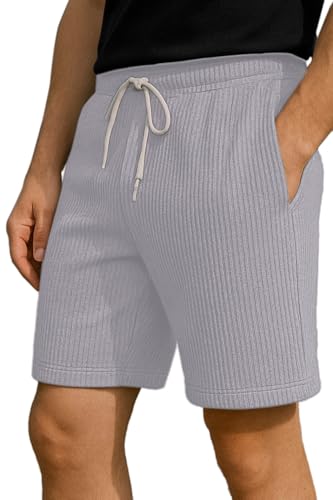 Image of Vogaan Men's Casual Slim Fit Shorts | Stylish Above Knee Shorts with Elastic Waist & Side Pockets Summer Wear for Gym Lounge Travel & Outdoor