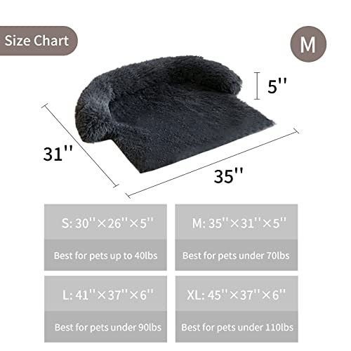 Wellyelo Dog Couch Bed Medium Calming Dog Bed Dog Sofa Couch Beds For Medium Dogs And Cats Fluffy Plush Dog Mats For Furniture Protector With Washable Cover (35X31X5, Gray) #TOP4