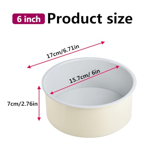 Guowall 6 inch Cake Pan with Removable Bottom Carbon Steel Round Shaped Cheesecake Tin Nonstick Chiffon Cake Mould for Baking - Cream Color by Guowall - Image 5