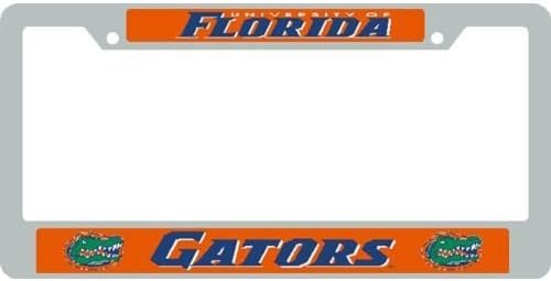 Florida Gators Metal License Plate Frame W/Domed Insert - Orange Background