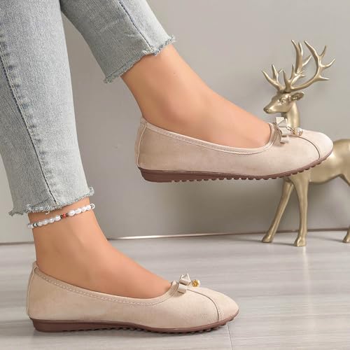 Womens Flats Shoes Dressy Round Toe Bowknot Foldable Comfortable Casual Slip On Ballet Loafers Women's Walking Driving Ballerina Flats Lightweight Low Top Non-Slip Dance Flat Shoes3