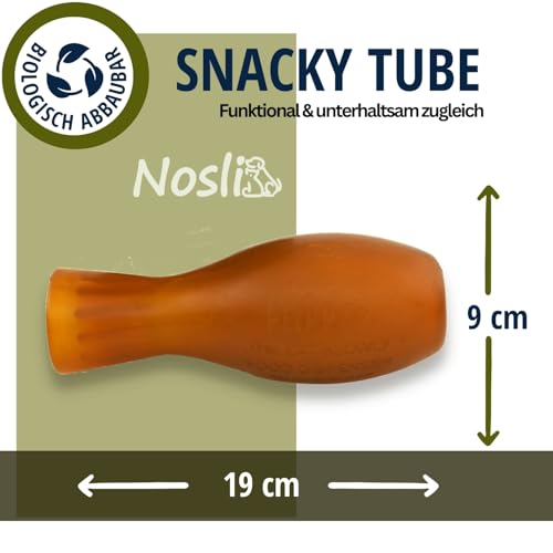 Nosli Natural Toys Snacky Tube für Hunde • Wobbler Snackball Hund • Hundespielzeug Intelligenz • Ohne Farbstoffe • 100% Naturkautschuk • Futterspielzeug & Intelligenzspielzeug