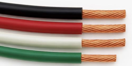 5 FT THHN Stranded Copper Wire 6 AWG Black Red White + 10 AWG Green Ground Color-Coded Electrical Wire for Residential & Commercial Projects