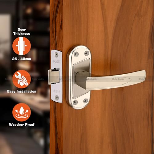 Image of Duke Lock Baby Mortice Set 1001 SS for Main Door, Kitchen, Bedroom, Office, Brass Latch Body with Premium Design Stainless Steel Color 100 MM (5 INCH)