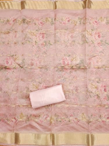 Image of Pandadi Saree Women's Organza with Handwork Embellishments Unstitched Salwar Suit Dress Material