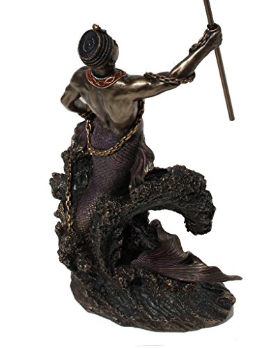 Estatua Olokun propietario del mar profundo bronce miniatura 5