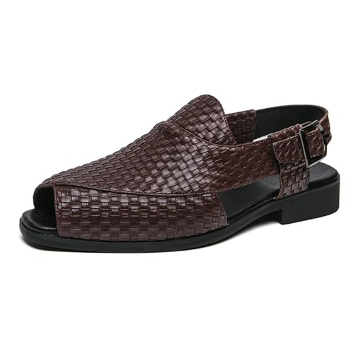 Sandalias de punta cerrada para hombre con correa de hebilla ajustable, sandalias para negocios, caminar, conducir, oficina, zapatos de vestir, Brown, 39 1/3 EU