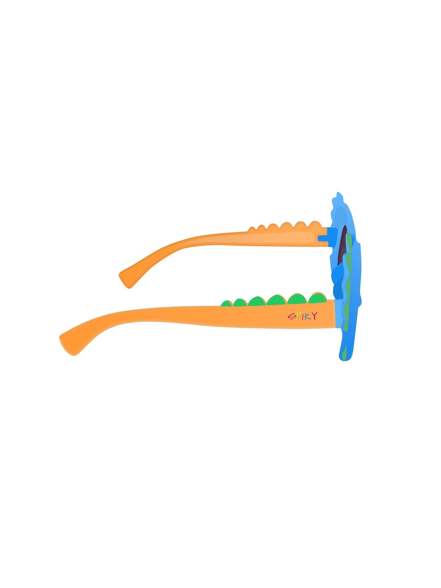 SPIKY Dinosaur Frame Sunglass With Protective Case Classic UV Protected Stylish Plastic Sunglasses Goggle Eyewear For Kids Girls and Boys - (Blue and Black) - (Pack of 1) - Image 3 thumbnail