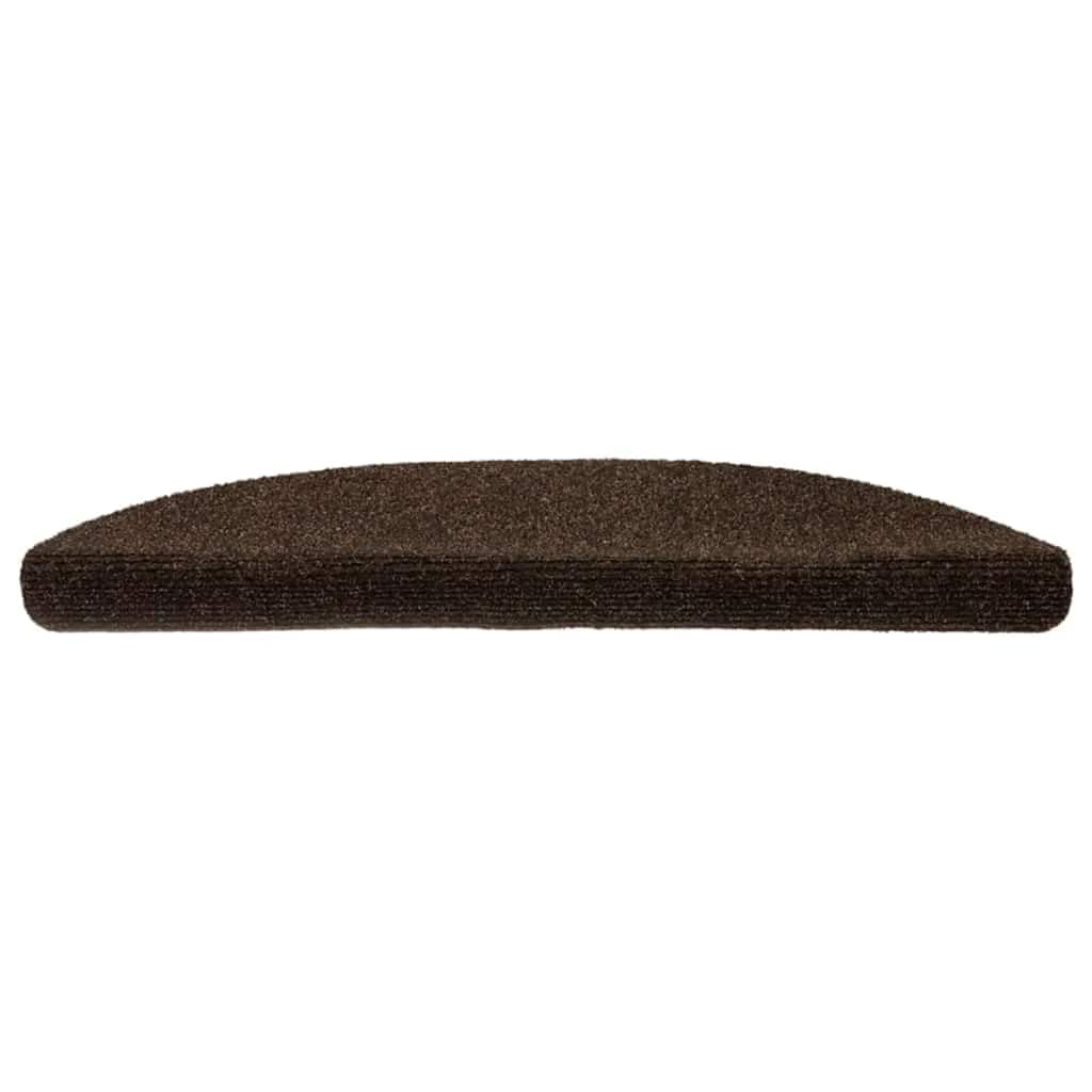 Lot de 5 tapis d'escalier autocollants - 56 x 17 x 3 cm - Marron - Semi-circulaire - Avec design antidérapant - Pour escaliers en bois et intérieur - Isolation acoustique et sécurité
