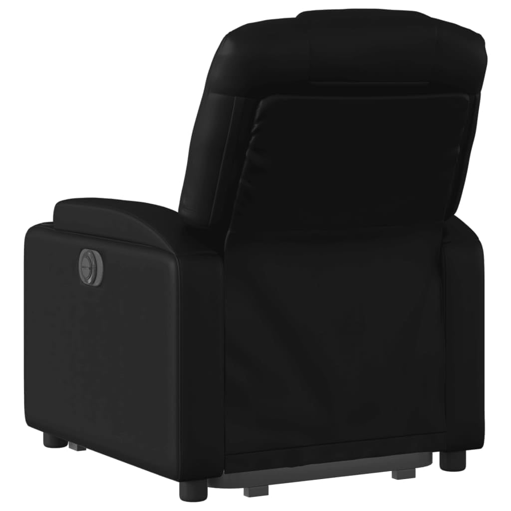 Relaxsessel mit Aufstehhilfe Schwarz Elektrisch 74 x 88 x 97 cm Kunstleder leise Motor 135° Liegefunktion Getränkehalter für Wohnzimmer Schlafzimmer Seniorengerecht