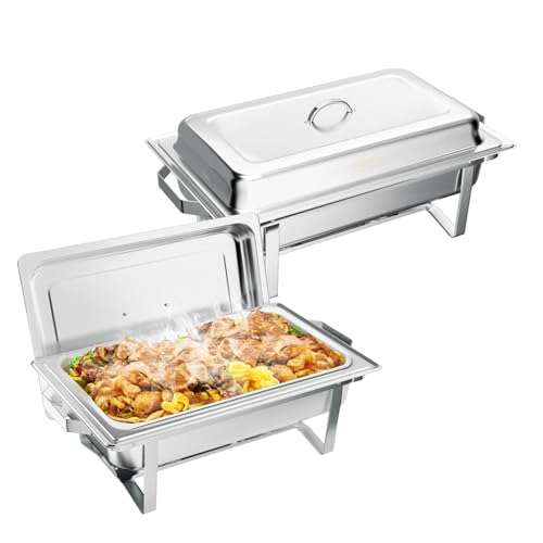 LEADZM Chafing Dish 2PCs,9L Chauffe Plat,Chauffe...