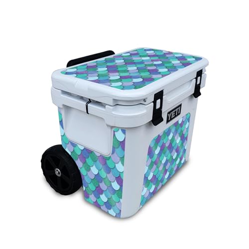 Image of Glossy Glitter Skin Compatible with Yeti Roadie 32 Wheeled Cooler - Blue Scales - Premium 3M Vinyl Protective Wrap Decal Cover - Easy to Apply | Crafted in The USA by MightySkins