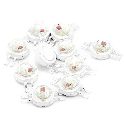 CHANZON 10pcs High Power Led Chip 3W RGB 4 pin Common Anode (600mA for Each Color 3 Watt) Multicolor Super Bright Intensity SMD COB Light Emitter Component Diode Bulb Lamp Beads DIY Lighting