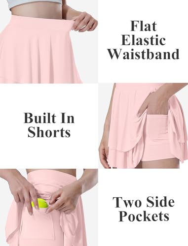 EXARUS Girls Tennis Skirts Athletic Golf Skorts Dance with Underneath Cheer Flowy Tiered Mini Pleated Preppy for Kids3