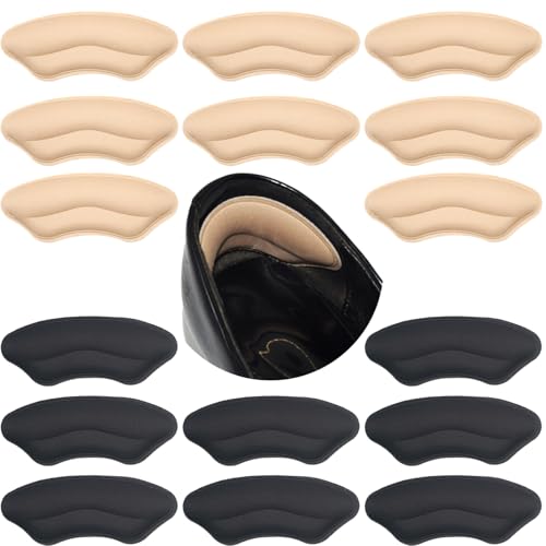 Image of 8-Pairs Heel Grips Liner Cushions Inserts for Loose Shoes, Heel Pads Snugs for Shoe Too Big Men Women, Filler Improved Shoe Fit and Comfort (16 Packs) (Black+Pale Apricot)