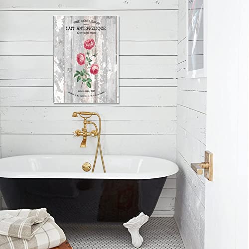 Panneau en bois vintage bouquet de fleurs romantiques style ferme 45x61 cm