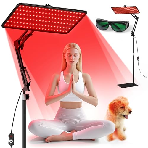 Morfone Red Light Therapy for Body Face - Tri-Wavelength (660nm, 850nm, 940nm) LED Infrared Light Therapy Lamp Panel with Adjustable Stand, Protective Glasses for Home Use, Gift for Women Girl, M