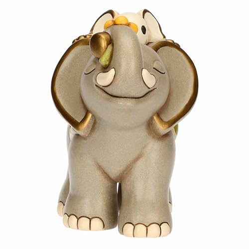 THUN, Elefante Elly con Cucciolo in Ceramica Decorata a Mano, Idea Regalo, 20.5 x 14 x 20 cm h