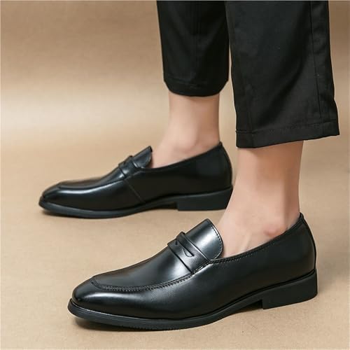 Mens Leather Loafers Pointed Toe Casual Shoes Low Heel Slip On Comfortable Driving Moccasins2