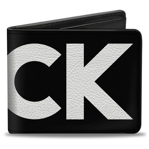 Buckle-Down Men's Wallet, Bifold, Black White, Vegan Leather, Fuck Quote, 4.0