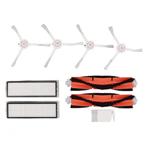 Filters Brush Kit for Robot, White Flat Comb for Mijia 1C, F9, Mi Robot Vacuum Mop, with Replacement for Home Use 2 Main Brush, 2 Filter Screen, 4 Side Brush, 1 White Flat Brush