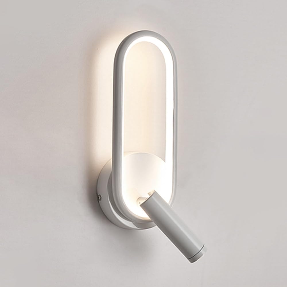 SXWNBIFH Ring Wall Light Adjustable Bedside Reading Wall Lamp 4000K LED Wall Sconce 350° Rotatable Headboard Spotlight Aluminum Wall Sconce Task Lighting for Desk/Bedsid(White,Small)