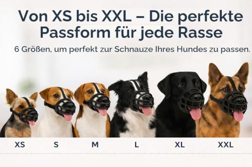 Flamingo Maulkorb Benzo XS – Silikon Maulkorb verstellbar weich komfortabel für kleine Hunde – für Training, Spaziergang & Tierarzt