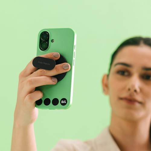 Image of DailyObjects Case Holder Phone Grip Compatible with iPhone & MagSafe Phones /Cases - Anti-Drop Grip, One-Handed Use, Phone Stand - Carbon Black