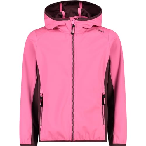CMP Unisex Kinder Leichte Softshelljacke für Kinder mit Fester Kapuze Jacke Kokon-Mantel, Rosa Fluo-Pflaume, 164
