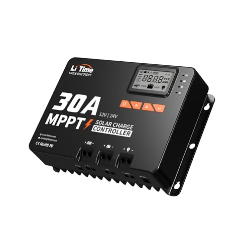 LiTime 30 Amp MPPT 12V/24V/Auto DC Input Solar...