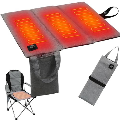 Cojín calefactado, 40 x 40 x 2 cm, cojín del asiento calefactado portátil, USB Pad eléctrico, temperatura ajustable, plegable, para camping en estadio al aire libre