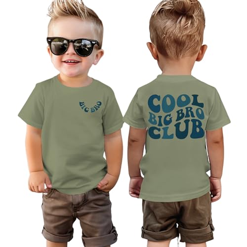 Image of BOUTIKOME Big Brother Shirts Toddler Baby Boy Cool Big Bro Club T-Shirt Summer Tees Announcement Outfit Short Sleeve Tops