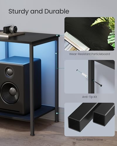 Image of SONGMICS BELLAH Collection - TV Stand with Power Outlets and Lights, Entertainment Center Media Console for TVs Up to 80 Inches, Living Room, Shelves, Drawers, Modern, Ink Black ULGS421B101S