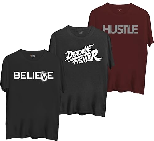 Image of West Gate Clothing Plus Size Cotton T-Shirt for Men | XL, 2XL, 3XL, 4XL, 5XL | Black, Red, White, Blue, Grey Melange | Mens Combo