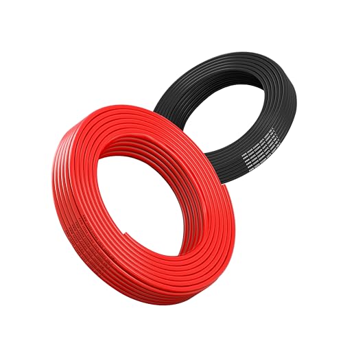 22 Gauge Flexible Electrical Wire 25FT Black and 25FT Red Extension Cable 22AWG Stranded Oxygen Free Copper Wire for Automotive Solar Panel led Lamps Strip Lighting Marine Boat Battery(22/2-25FT)