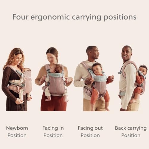 Image of BabyBjorn Baby Carrier Harmony, Dusty Pink, 3D Mesh | 3-in-1 Ergonomic Baby Carrier; Newborn, Facing-in, Outward-Facing, and Back Carrying Positions Supported (7-40 lbs), Newborn to Toddler