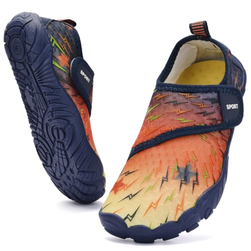 Image of Kids Water Shoes Boys Girls - Wide Toe Box Quick Dry Barefoot Shoes Breathable Non Slip Aqua Athletic Sneakers for Swim Beach Pool Kayak Hiking Sand Walking Travel Essentials (Little Kid /Big Kid)