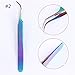 BORN PRETTY Tweezers Straight Curved colorful Stainless Steel Nippers Nail Art Sticker Rhinestone Eyelash Picker Professional Precision Pointed Tweezers for Ingrown Hair Facial Hair Eyebrows