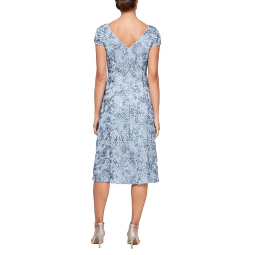 Image of Alex Evenings Women's Tea Length A-line Rosette Dress