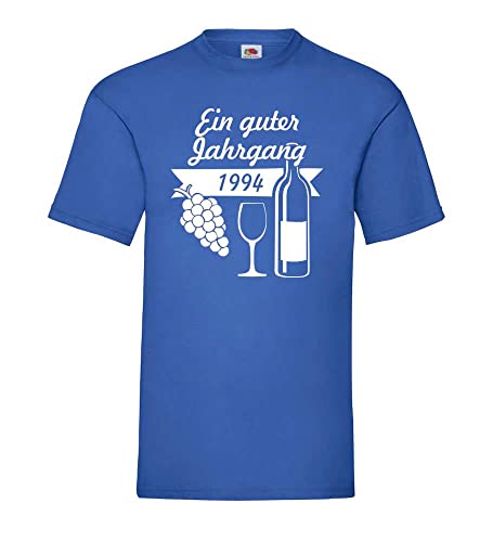 Camiseta para hombre con texto en alemán 'EIN guter Jahrgang 1994, azul real, XXL