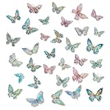3D-Schmetterlings-Aufkleber, 80 Stück, Eiskristalle, holografisch, glänzend...