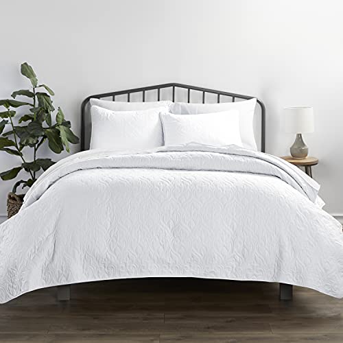 Linen Market 3 Piece White Quilt Queen Size Bed Set - A Lightweight Bedspread & Machine Washable Quilts - Includes Quilted Coverlet And Two Pillow Shams - Perfect Bedding Quilts Queen Size Sets #TOP28