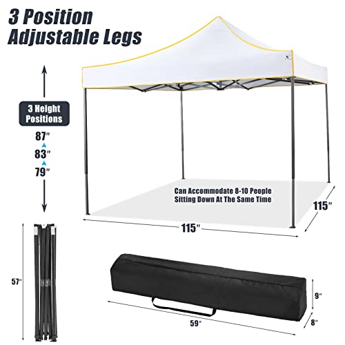 Image of Canopy 10x10 Pop Up Canopy Tent, Alishebuy Outdoor Gazebo Shade Easy Up Vendor Tent Portable for Backyard,Patio,Parties, Silver White