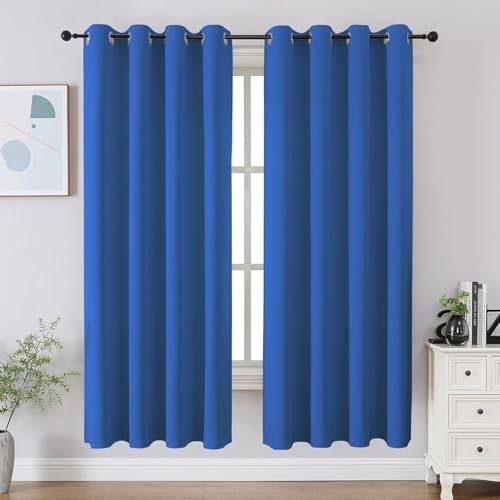 Image of Cortina 80-90% Blackout Solid Window Curtains 5 Feet Set of 2 - Thermal Insulated | Curtain for Living Room | Drapes for Bedroom | (5 Feet, Blue)