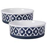 Bone Dry DII Lattice Ceramic Pet Bowl for Food & Water with Non-Skid Silicone Rim for Dogs and Cats (Large - 7.5